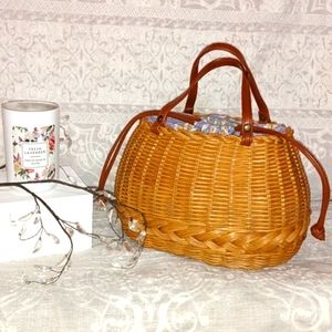 Lord and Taylor, picnic basket purse, draw string close, medium size